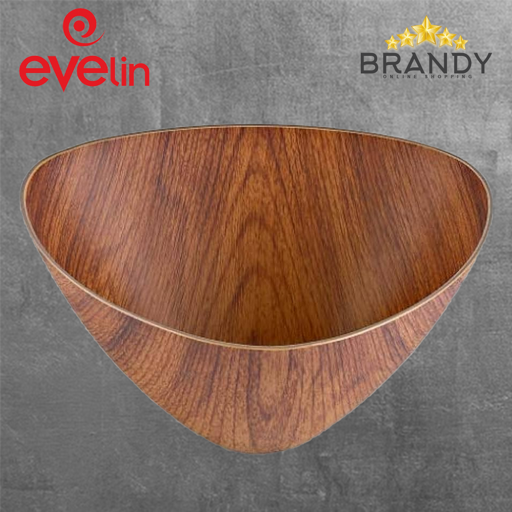 Evelin Triangular Bowl Wooden Finish - 4 Sizes-1