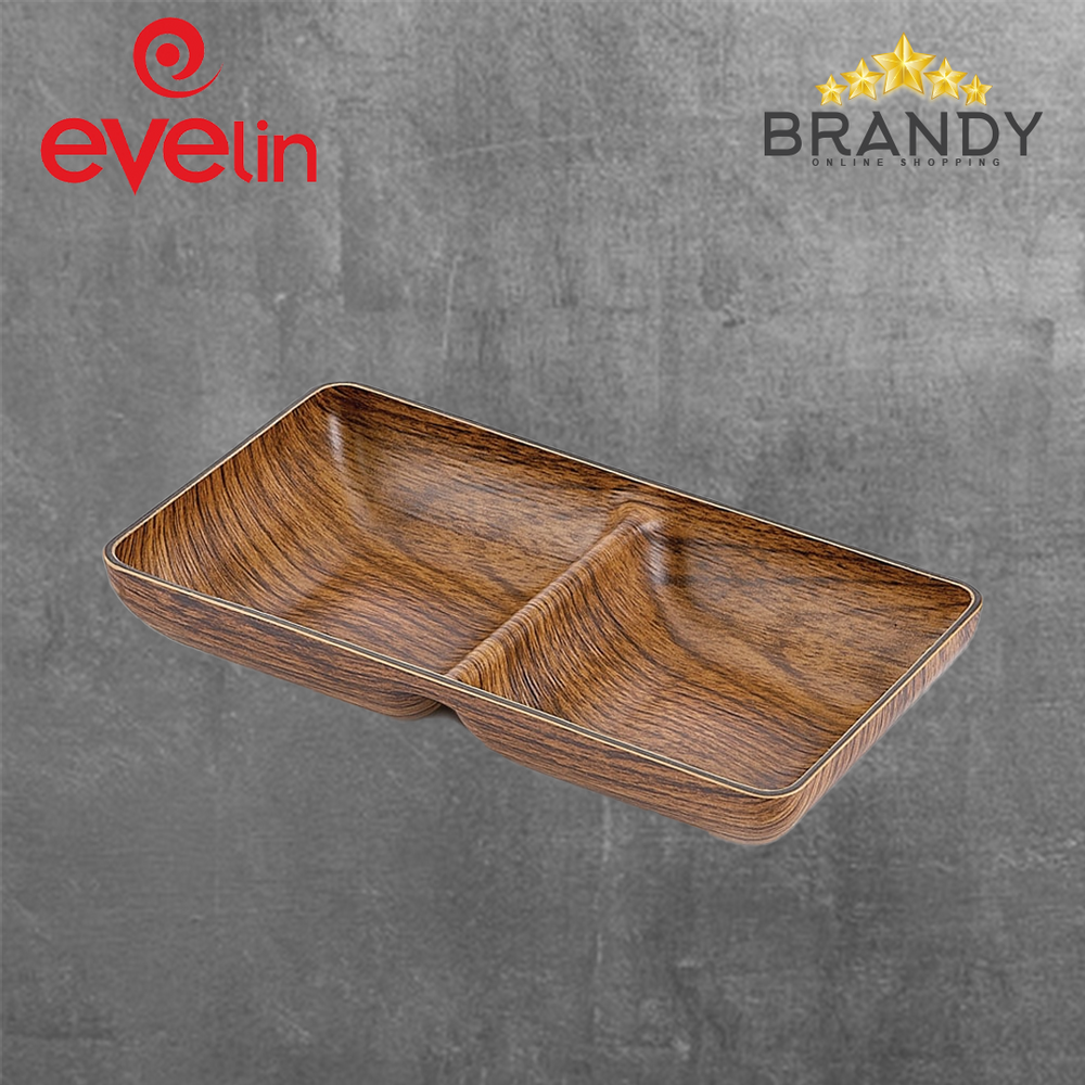 Evelin Sauce Dish 2 Sections Wooden Finish-1