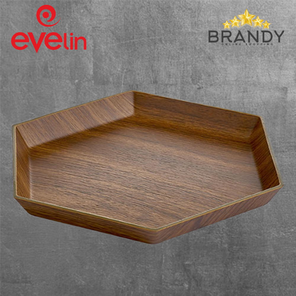 Evelin Hexagon Plate 22cm Wooden Finish