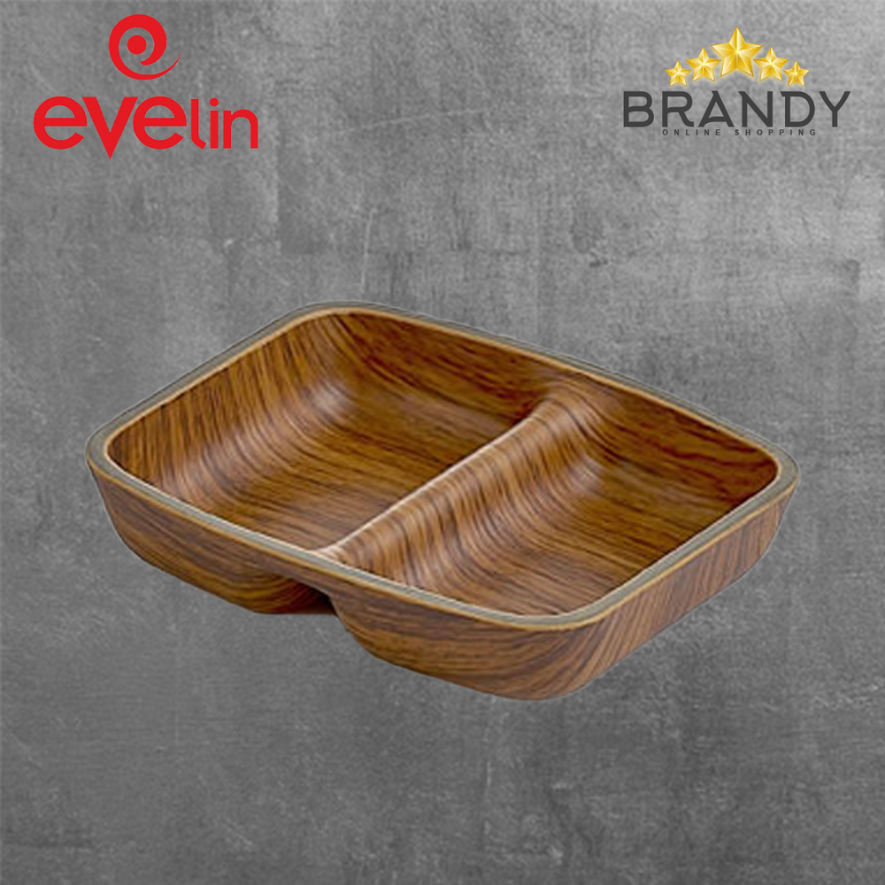 Evelin Sauce Dish 2 Sections Wooden Finish (2)-1