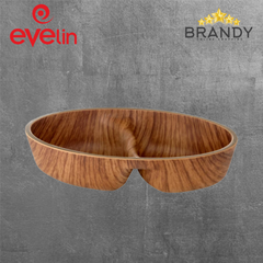 Evelin Oval Sauce Dish 2 Sections Wooden Finish-1