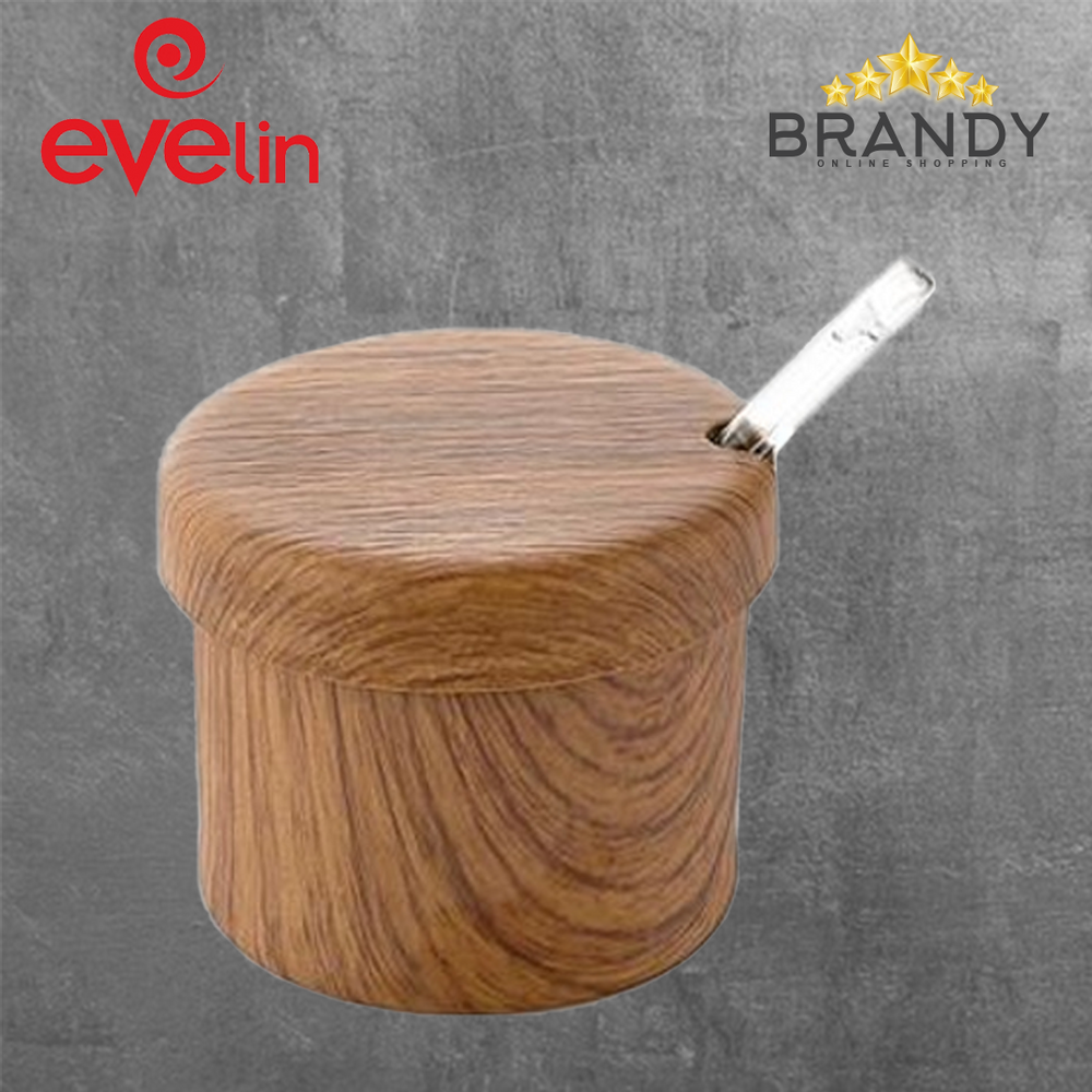 Evelin Sugar & Spices Jar Round Wooden Finish-1