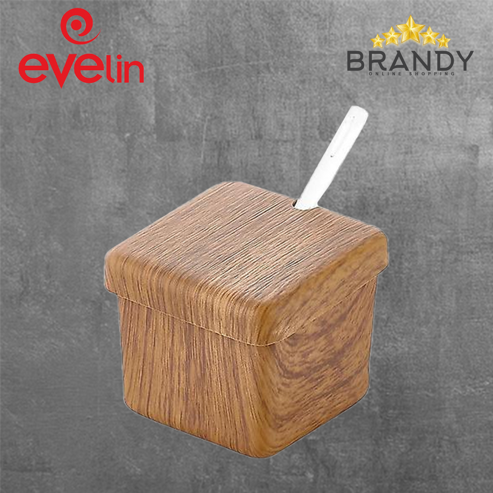 Evelin Sugar & Spices Jar Square Wooden Finish-1