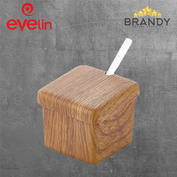 Evelin Sugar & Spices Jar Square Wooden Finish-1