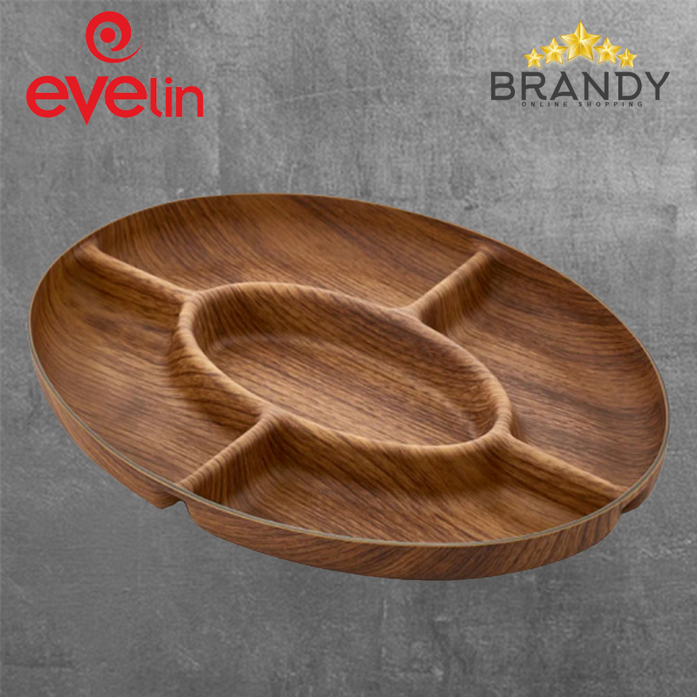 Evelin Dish 5 Sections Wooden Finish-1
