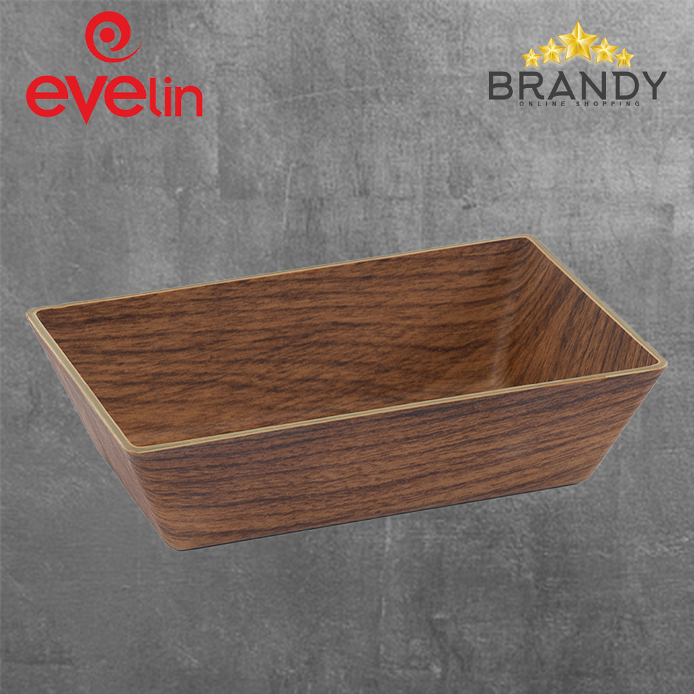 Evelin Rectangular Deep Plate 17x11cm Wooden Finish-1