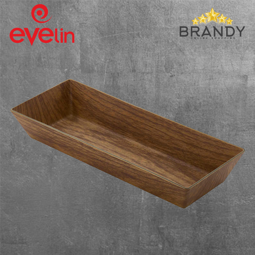 Evelin Rectangular Deep Plate 28x11cm Wooden Finish-1