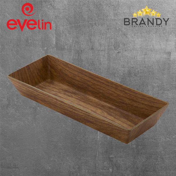 Evelin Rectangular Deep Plate 28x11cm Wooden Finish-1