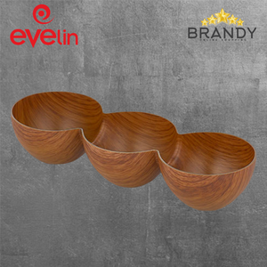 Evelin Appetizer Dish 3 Sections Wooden Finish (2)-1
