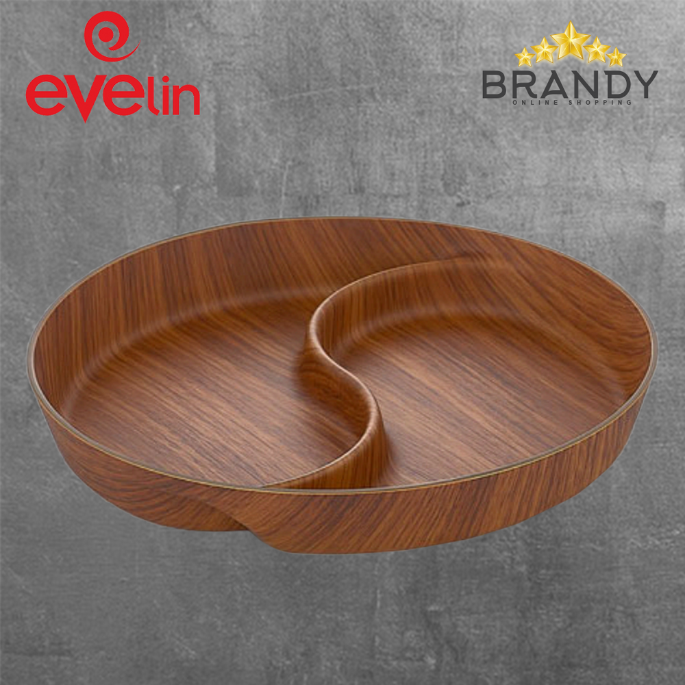 Evelin Appetizer Dish 2 Sections Wooden Finish-1