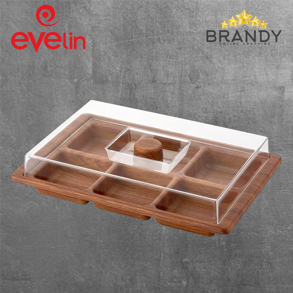 Evelin Breakfast Set with Cover Wooden Finish 35x23cm-1