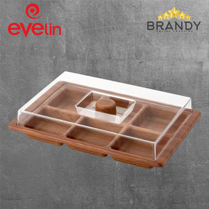 Evelin Breakfast Set with Cover Wooden Finish 35x23cm-1