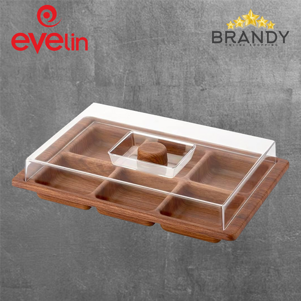 Evelin Breakfast Set with Cover Wooden Finish 35x23cm-1