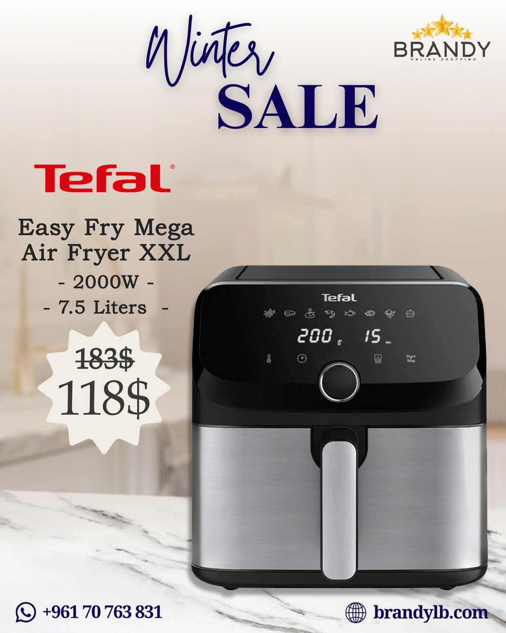 Easy Mega Fry XXXL 7.5L EY855D40 Air Fryer
