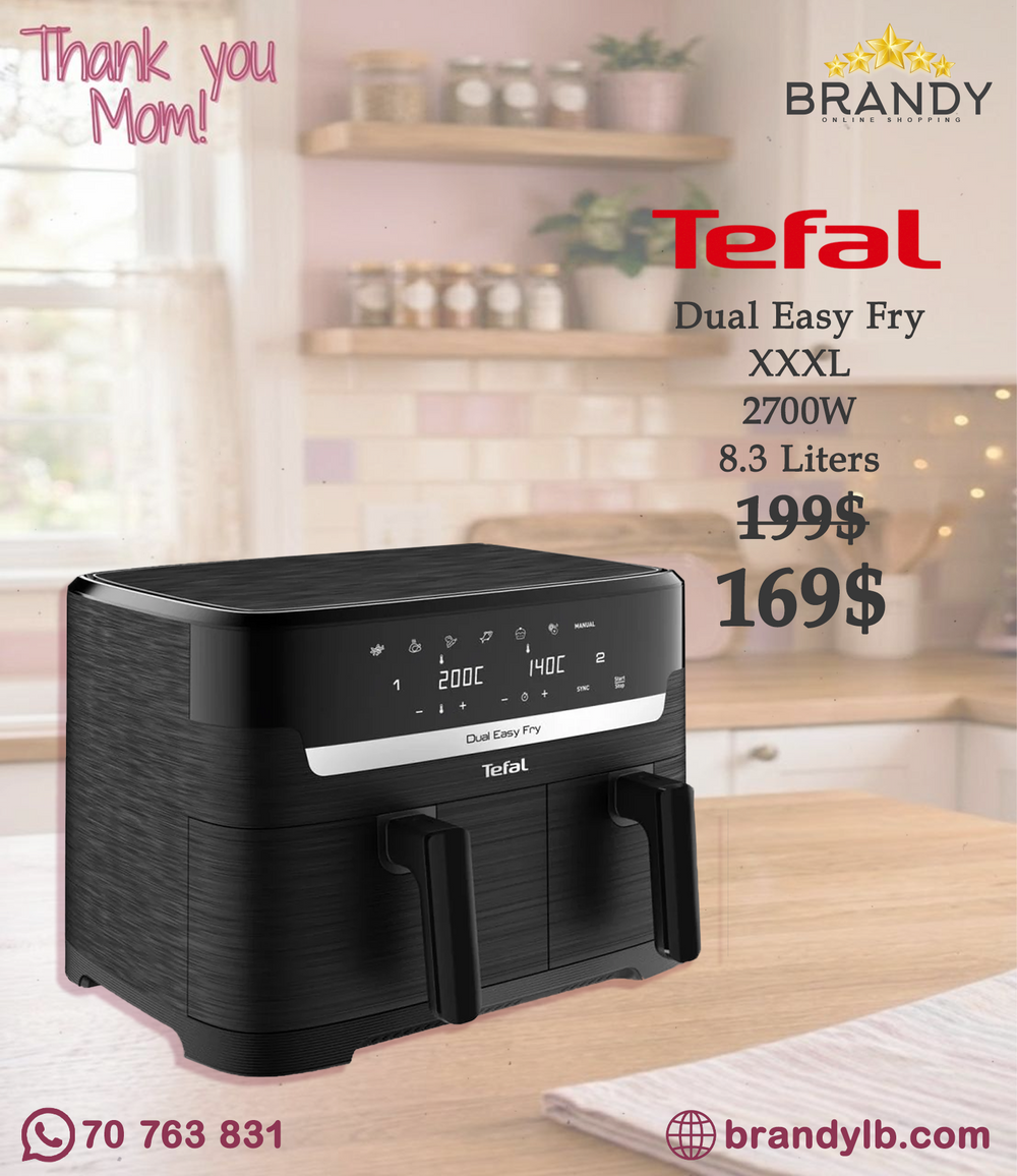 Tefal Dual Easy Fry Digital Air Fryer 8.3L Dual‑Zone EY901N40 Black