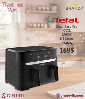 Tefal Dual Easy Fry Digital Air Fryer 8.3L Dual‑Zone EY901N40 Black