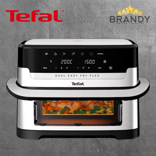 Tefal Easy Fry Dual Flex EY922DG1 Air Fryer 9L Stainless Steel Black
