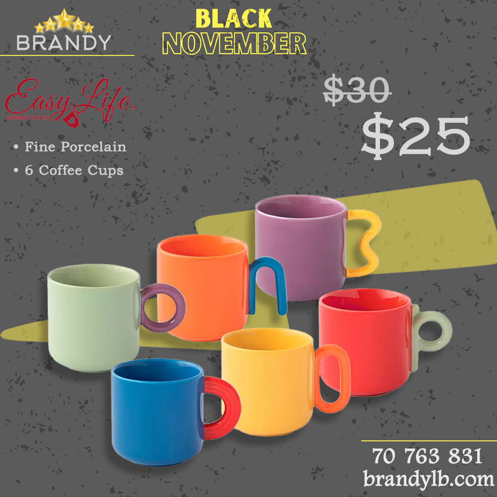 Creative Porcelain Coffee Cups Set 6pcs - 100ml