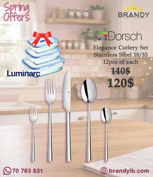 Dorsch Elegance Cutlery Set 60-Piece 18/10 Stainless Steel + Free Luminarc 3 Glass containers