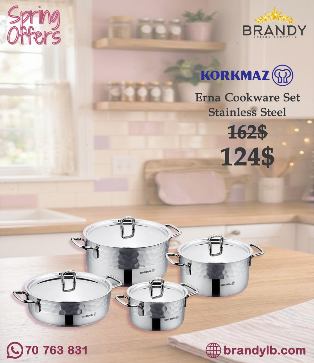 Korkmaz Erna 8-Piece Stainless Steel Cookware Set A1963-1