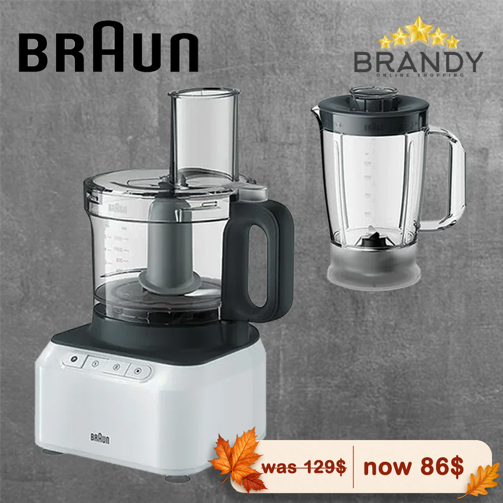 Braun PureEase FP3131WH Food Processor 800W 2.1L Bowl & 1.2L Blender