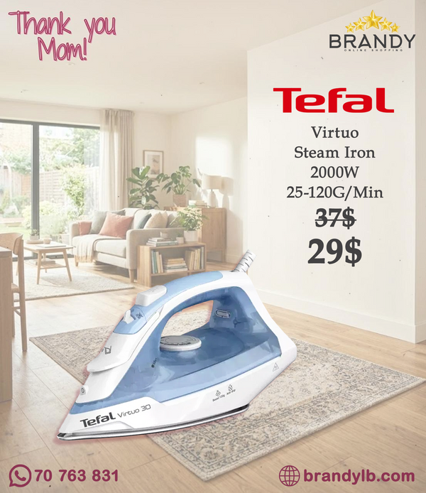 Tefal Virtuo 30 FV2C41G0 Steam Iron 2000W Ceramic Soleplate Blue