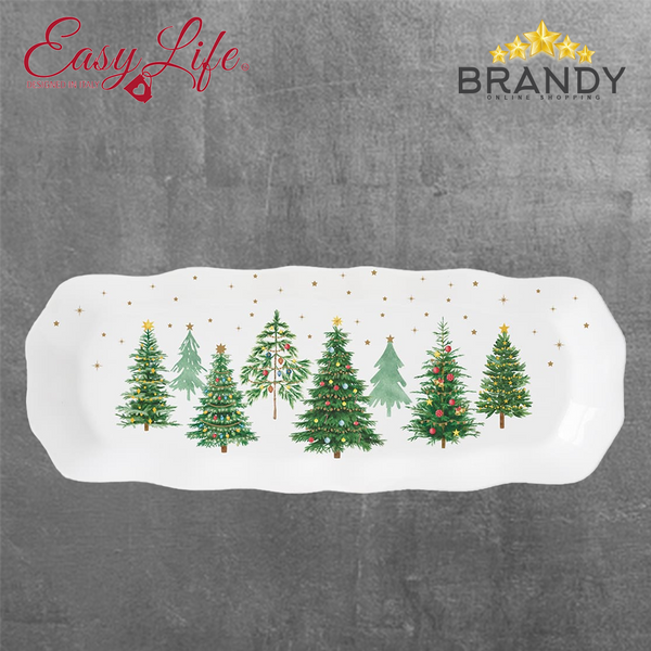 Festive Trees Rectangular Plate 37x14cm