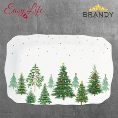 Easy Life Festive Trees Rectangular Serving Plate 35 x 23 cm