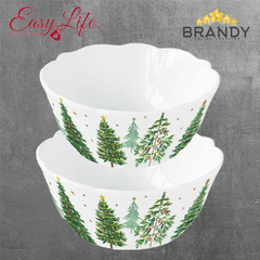 Easy Life Festive Trees Set of 2 Porcelain Bowls 14 cm