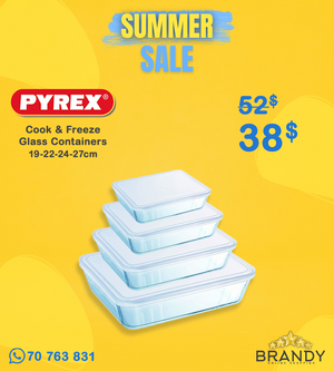 Pyrex Cook & Freeze 4-Piece Rectangular Glass Storage Set with Lids