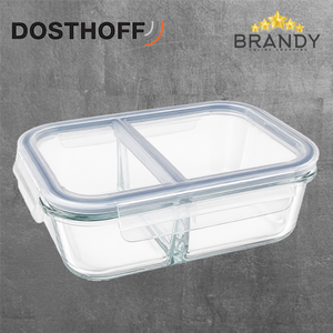 Dosthoff Divided Rectangular Glass Container with Lid 1000ml