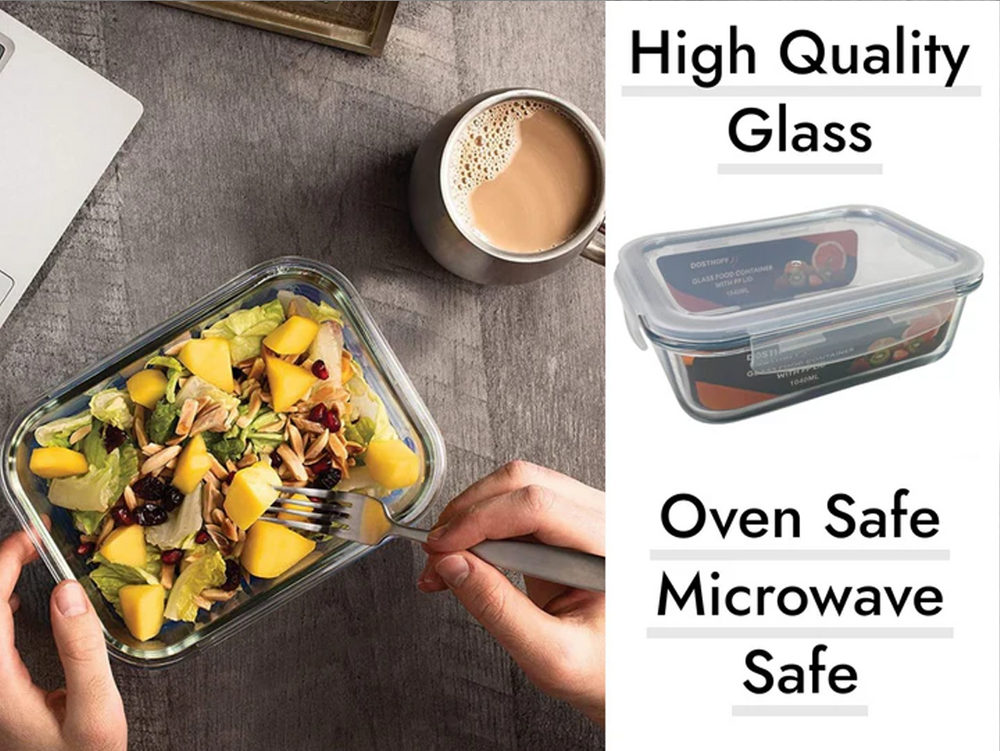 Dosthoff 3-Piece Rectangular Glass Containers with Lids