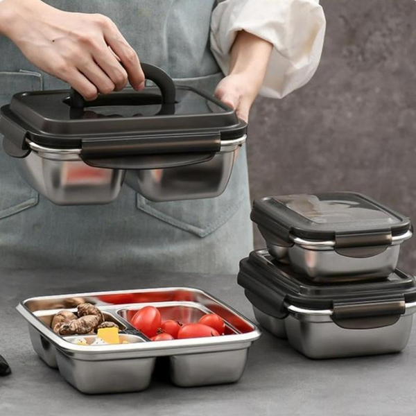 Dosthoff Lunch Box Stainless Steel Divided 1800ml - Microwave Safe SM1800C-2