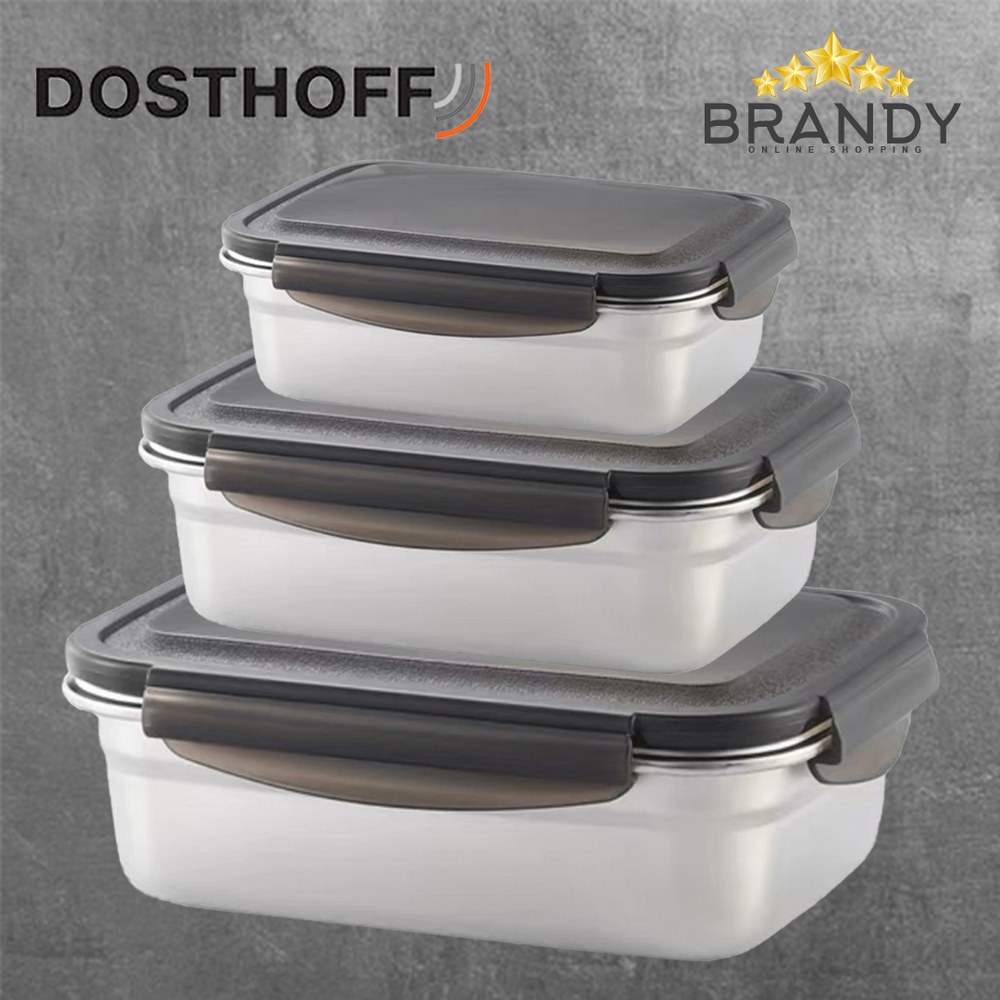 Dosthoff Set 3 Stainless Steel Food Containers - Microwave Safe-3