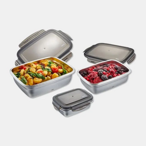 Dosthoff Set 3 Stainless Steel Food Containers - Microwave Safe-2
