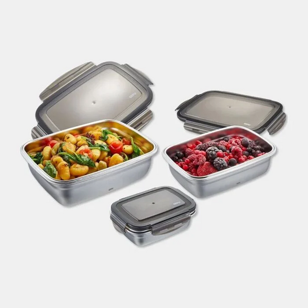Dosthoff Set 3 Stainless Steel Food Containers - Microwave Safe-2