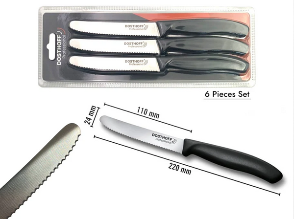Dosthoff 6-Piece Steak & Tomato Knives 11 cm Wavy Blades
