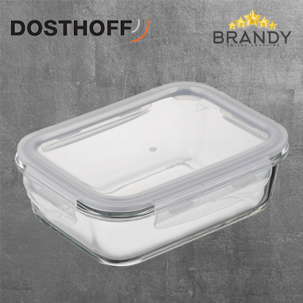 Dosthoff Rectangular Glass Container with Lid 1040ml