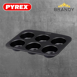 Pyrex Glide 6-Cup Muffin Pan Carbon Steel Nonstick GL06BU6-1