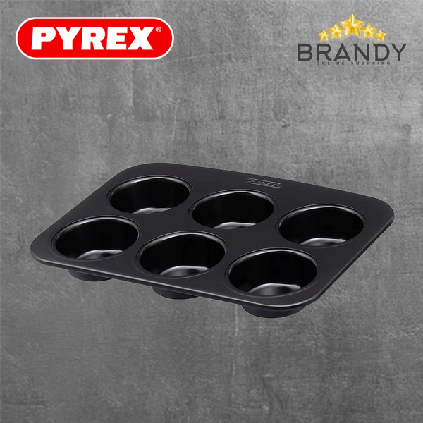 Pyrex Glide 6-Cup Muffin Pan Carbon Steel Nonstick GL06BU6-1