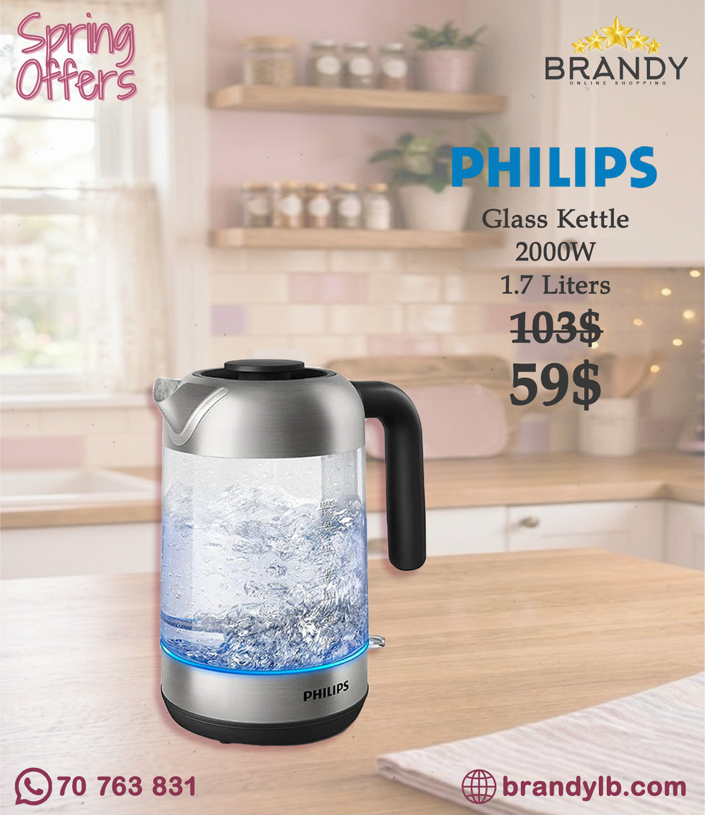 Philips Series 5000 Glass Kettle HD9339/81 1.7 L Blue Light Indicator