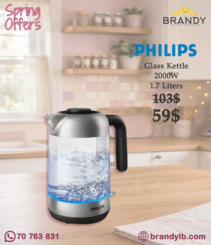 Philips Series 5000 Glass Kettle HD9339/81 1.7 L Blue Light Indicator