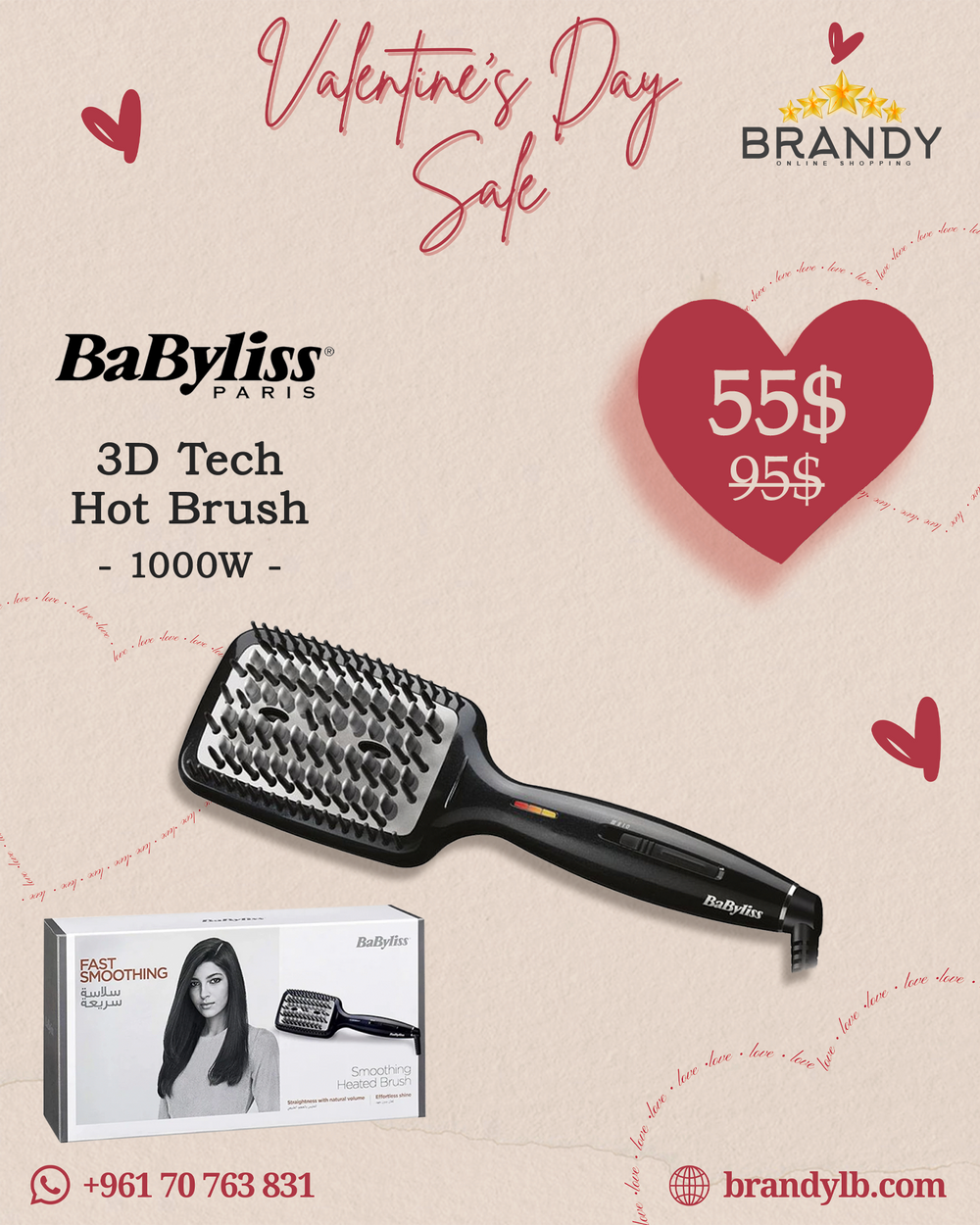 Heated Straightening Brush HSB101 with Tourmaline Ceramic Coating