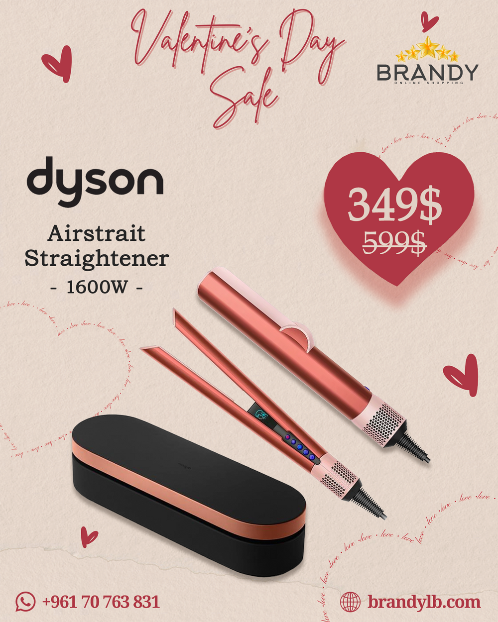 Airstrait Strawberry Bronze Hair Straightener HT01