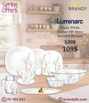 Luminarc Hana White N2314 46-Piece Dinner Set Tempered Sodo Glass