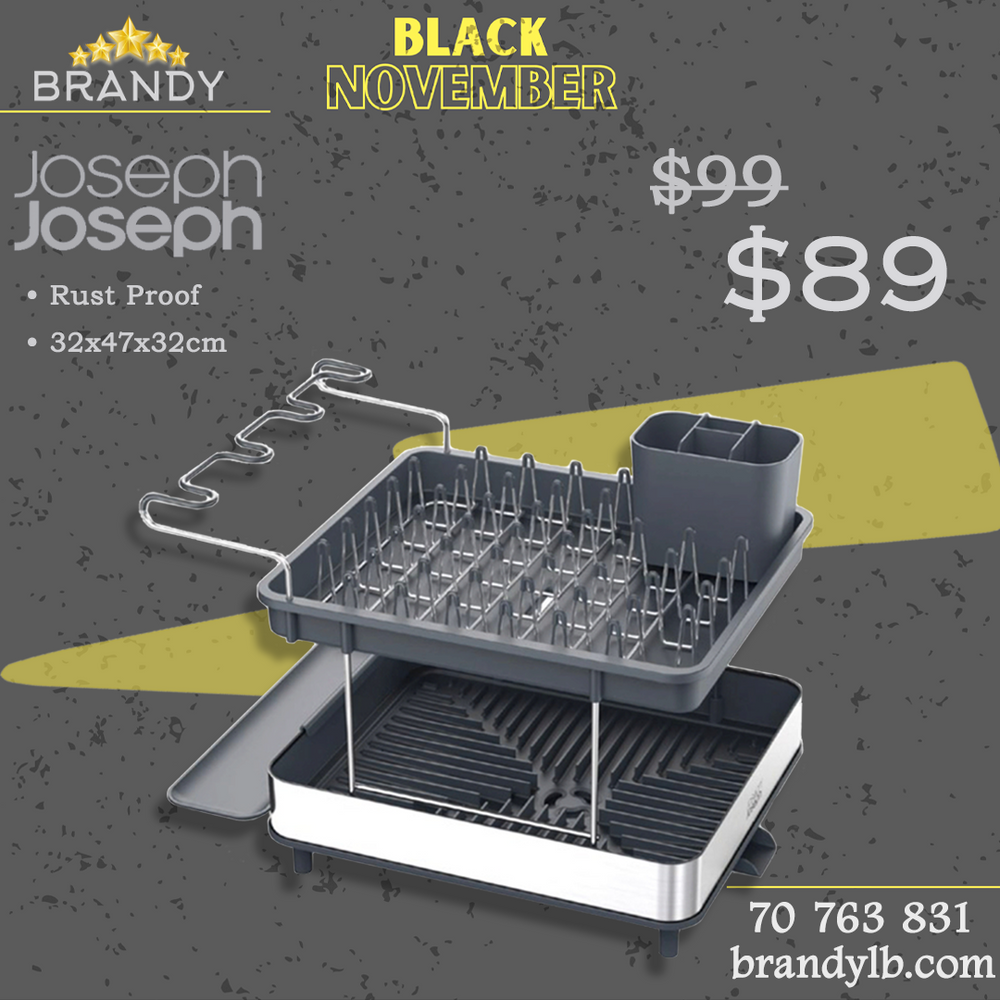 Stainless Steel 2-Tier Dish Rack with Wine Glass Holder