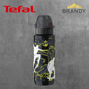 Tefal Drink2Go Skateboard Black Bottle 0,6L - Light Steel