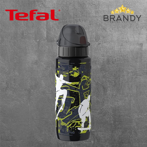 Tefal Drink2Go Skateboard Black Bottle 0,6L - Light Steel