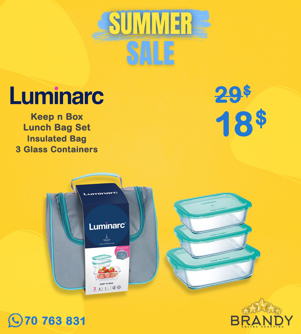 Luminarc Keep'n Box Lunch Bag Set Q9831 4pc Tempered Glass Lagoon