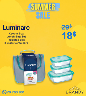 Luminarc Keep'n Box Lunch Bag Set Q9831 4pc Tempered Glass Lagoon